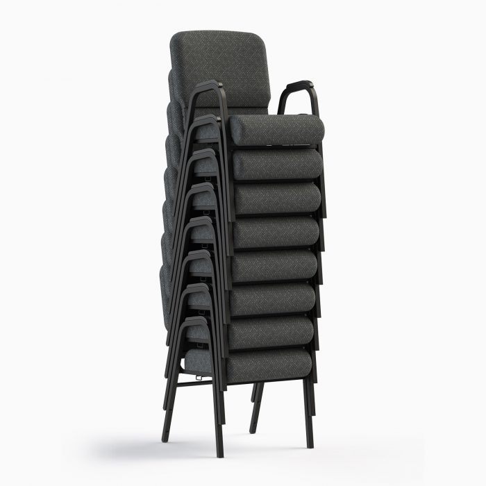 7761-20" (Enclosed Back) Shown in CULP Benday - Pewter Fabric & Textured Black Frame (Stacked)